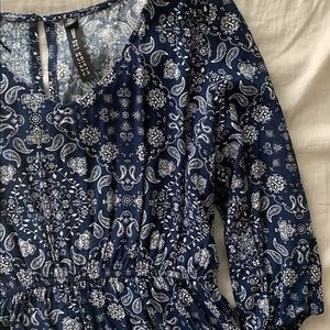 blue and white romper